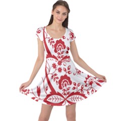 Red Vintage Floral Flowers Decorative Pattern Clipart Cap Sleeve Dresses