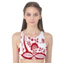 Red Vintage Floral Flowers Decorative Pattern Clipart Tank Bikini Top View1