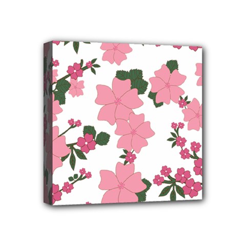 Vintage Floral Wallpaper Background In Shades Of Pink Mini Canvas 4  X 4  by Simbadda