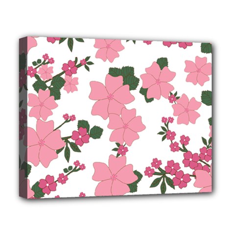 Vintage Floral Wallpaper Background In Shades Of Pink Deluxe Canvas 20  X 16   by Simbadda
