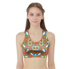 Digital Computer Graphic Geometric Kaleidoscope Sports Bra With Border by Simbadda