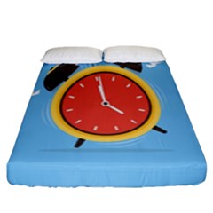 Alarm Clock Weker Time Red Blue Fitted Sheet (king Size)