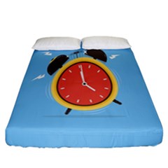 Alarm Clock Weker Time Red Blue Fitted Sheet (california King Size) by Alisyart