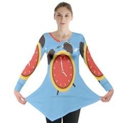 Alarm Clock Weker Time Red Blue Long Sleeve Tunic  by Alisyart