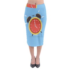 Alarm Clock Weker Time Red Blue Midi Pencil Skirt