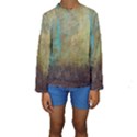 Aqua Textured Abstract Kids  Long Sleeve Swimwear View1
