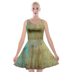 Aqua Textured Abstract Velvet Skater Dress by digitaldivadesigns