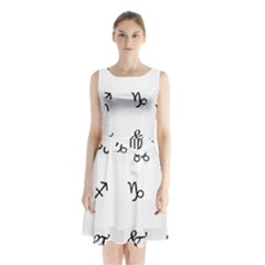 Set Of Black Web Dings On White Background Abstract Symbols Sleeveless Chiffon Waist Tie Dress by Amaryn4rt