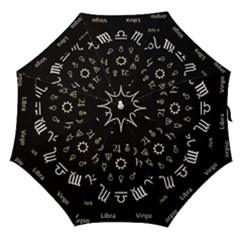 Astrology Chart With Signs And Symbols From The Zodiac Gold Colors Straight Umbrellas by Amaryn4rt