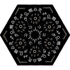 Astrology Chart With Signs And Symbols From The Zodiac Gold Colors Mini Folding Umbrellas by Amaryn4rt
