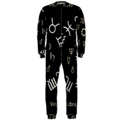 Astrology Chart With Signs And Symbols From The Zodiac Gold Colors Onepiece Jumpsuit (men)  by Amaryn4rt