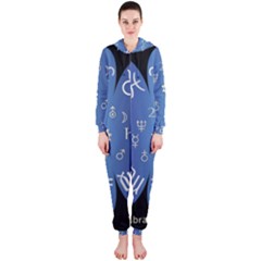 Astrology Birth Signs Chart Hooded Jumpsuit (ladies)  by Amaryn4rt