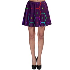 Color Bee Hive Pattern Skater Skirt