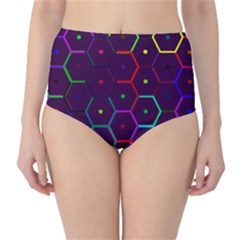 Color Bee Hive Pattern High-waist Bikini Bottoms by Amaryn4rt