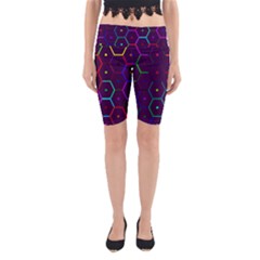 Color Bee Hive Pattern Yoga Cropped Leggings by Amaryn4rt