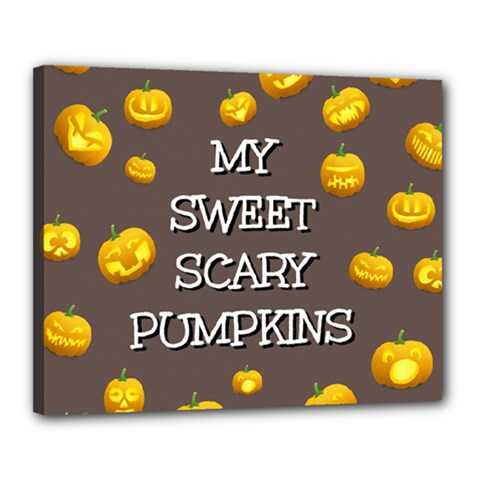 Scary Sweet Funny Cute Pumpkins Hallowen Ecard Canvas 20  X 16  by Amaryn4rt