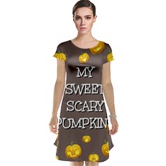 Scary Sweet Funny Cute Pumpkins Hallowen Ecard Cap Sleeve Nightdress by Amaryn4rt