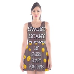 Scary Sweet Funny Cute Pumpkins Hallowen Ecard Scoop Neck Skater Dress