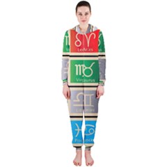 Set Of The Twelve Signs Of The Zodiac Astrology Birth Symbols Hooded Jumpsuit (ladies)  by Amaryn4rt