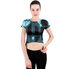 A Completely Seamless Background Design Circuitry Crew Neck Crop Top by Amaryn4rt