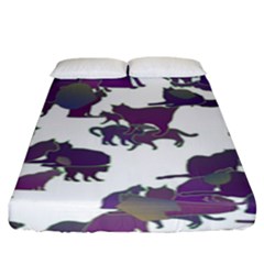 Many Cats Silhouettes Texture Fitted Sheet (king Size) by Amaryn4rt