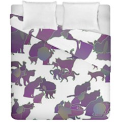 Many Cats Silhouettes Texture Duvet Cover Double Side (california King Size) by Amaryn4rt