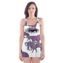 Many Cats Silhouettes Texture Skater Dress Swimsuit by Amaryn4rt