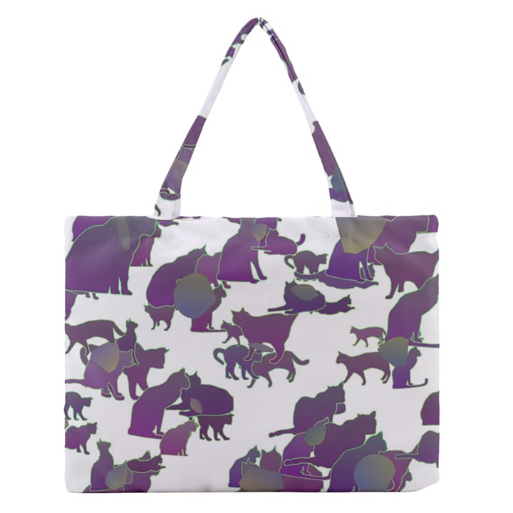 Many Cats Silhouettes Texture Medium Zipper Tote Bag