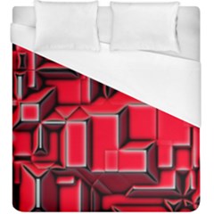 Background With Red Texture Blocks Duvet Cover (king Size) by Amaryn4rt