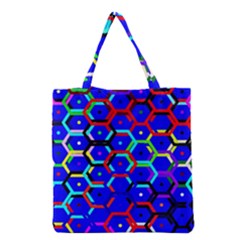 Blue Bee Hive Pattern Grocery Tote Bag by Amaryn4rt