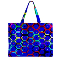 Blue Bee Hive Pattern Zipper Mini Tote Bag by Amaryn4rt