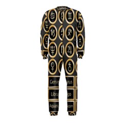 Black And Gold Buttons And Bars Depicting The Signs Of The Astrology Symbols Onepiece Jumpsuit (kids) by Amaryn4rt