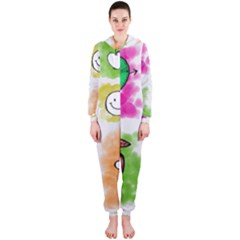 A Set Of Watercolour Icons Hooded Jumpsuit (ladies) 