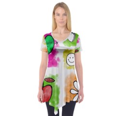 A Set Of Watercolour Icons Short Sleeve Tunic  by Amaryn4rt