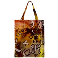 Symbols On Gradient Background Embossed Zipper Classic Tote Bag by Amaryn4rt
