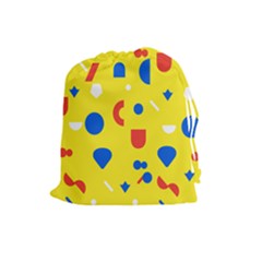 Circle Triangle Red Blue Yellow White Sign Drawstring Pouches (large)  by Alisyart