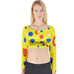 Circle Triangle Red Blue Yellow White Sign Long Sleeve Crop Top by Alisyart