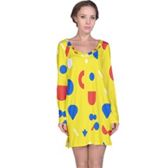 Circle Triangle Red Blue Yellow White Sign Long Sleeve Nightdress by Alisyart