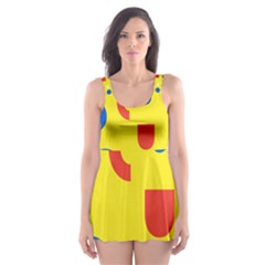 Circle Triangle Red Blue Yellow White Sign Skater Dress Swimsuit by Alisyart