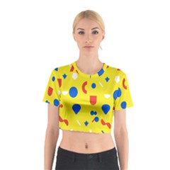 Circle Triangle Red Blue Yellow White Sign Cotton Crop Top by Alisyart