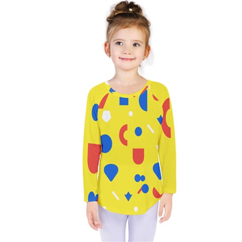 Circle Triangle Red Blue Yellow White Sign Kids  Long Sleeve Tee by Alisyart