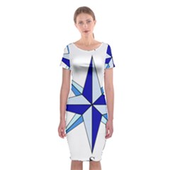 Compass Blue Star Classic Short Sleeve Midi Dress