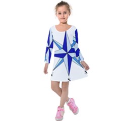 Compass Blue Star Kids  Long Sleeve Velvet Dress