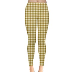 Golden Yellow Tablecloth Plaid Line Leggings 