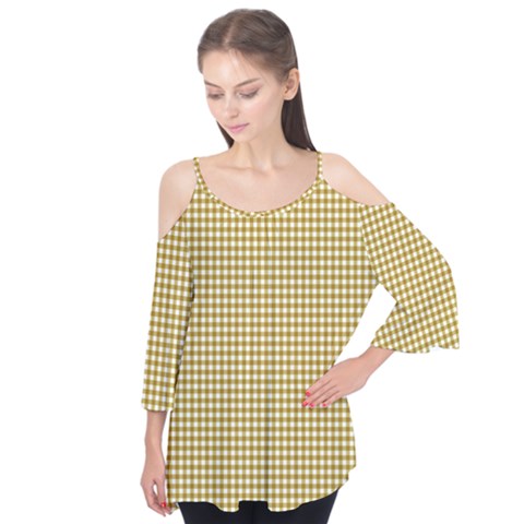 Golden Yellow Tablecloth Plaid Line Flutter Tees by Alisyart