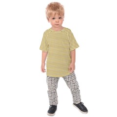 Golden Yellow Tablecloth Plaid Line Kids  Raglan Tee