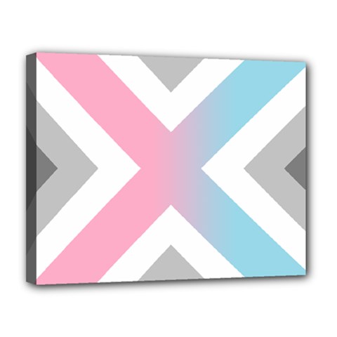 Flag X Blue Pink Grey White Chevron Canvas 14  X 11 