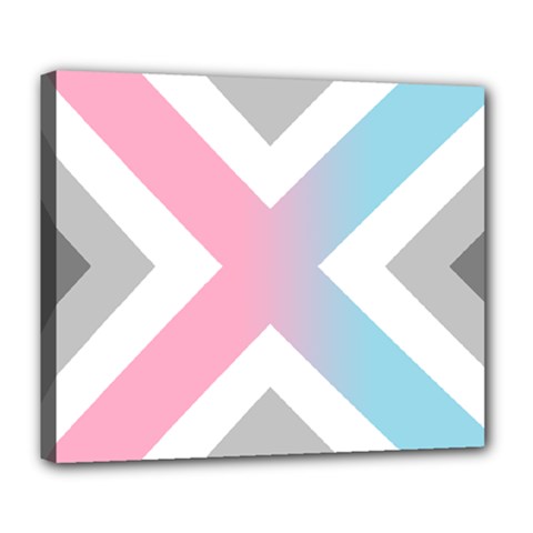 Flag X Blue Pink Grey White Chevron Deluxe Canvas 24  X 20  