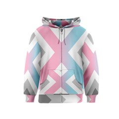 Flag X Blue Pink Grey White Chevron Kids  Zipper Hoodie