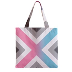 Flag X Blue Pink Grey White Chevron Zipper Grocery Tote Bag